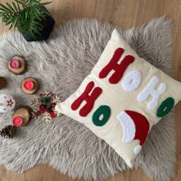 Embroidered Christmas Themed Pillows, Punch Needle Cushion, Farmhouse Decoration, Xmas Gift, New Year Gift Idea, Housewarming - thumbnail 2