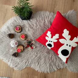 Embroidered Christmas Themed Pillows, Punch Needle Cushion, Farmhouse Decoration, Xmas Gift, New Year Gift Idea, Housewarming - thumbnail 1
