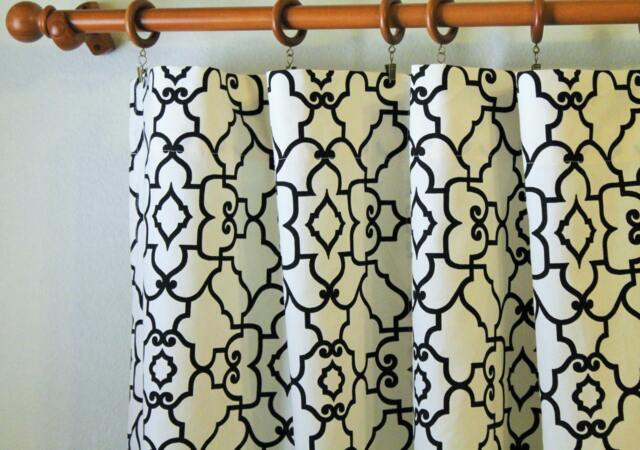 "Curtain Pair 50"" Width Rod Panels Drapes Trellis Curtains Windsor in Ivory - 50x63 50x84 50x96 50x108" - image 1