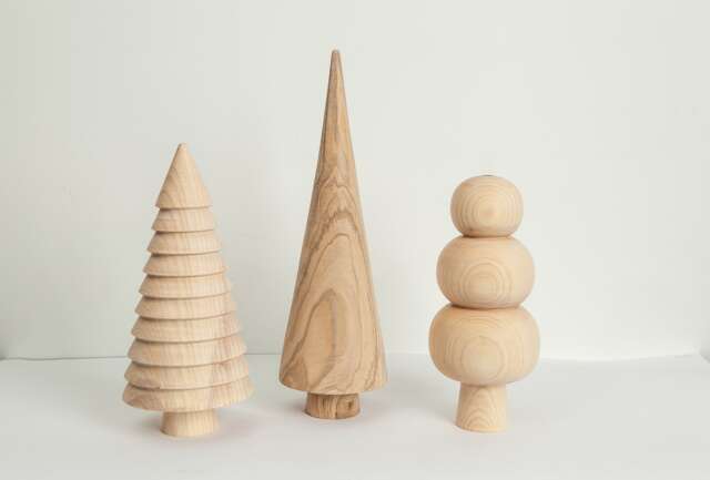 Wooden Christmas Tree Set Of 3 Scandinavian Rustic Home Decor Minimalist Tree - image 1