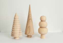 Wooden Christmas Tree Set Of 3 Scandinavian Rustic Home Decor Minimalist Tree - thumbnail 1