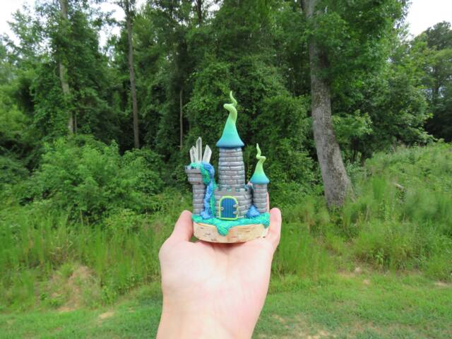 Charming Miniature Fantasy Castle With Quartz Crystals ~ Tiny Fairy Crystal Colorful Mini Silver - image 1