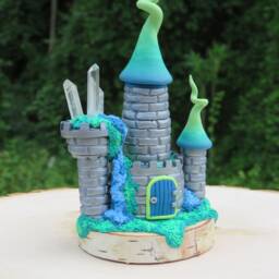 Charming Miniature Fantasy Castle With Quartz Crystals ~ Tiny Fairy Crystal Colorful Mini Silver - thumbnail 3