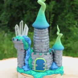 Charming Miniature Fantasy Castle With Quartz Crystals ~ Tiny Fairy Crystal Colorful Mini Silver - thumbnail 2