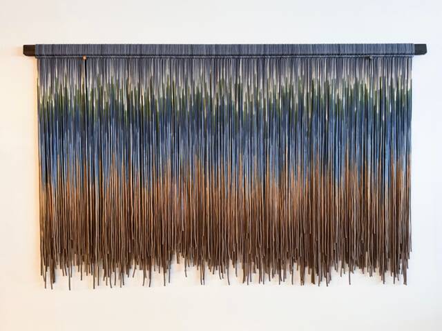 Bellflower Basin Fiber Art Wall Hanging Dip Dye Tapestry - image 1