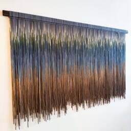Bellflower Basin Fiber Art Wall Hanging Dip Dye Tapestry - thumbnail 2
