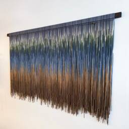 Bellflower Basin Fiber Art Wall Hanging Dip Dye Tapestry - thumbnail 3