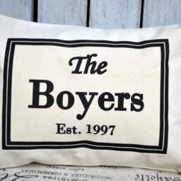 Personalized Pillow, Christmas Gift Idea, Anniversary 2nd Anniversary, Cotton Anniv, Newlywed Gift, Family Pillow Last Name - thumbnail 3