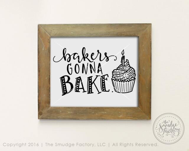Bakers Gonna Bake Hand Lettered Print, Bakery Wall Art - Digital Download - image 1