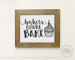 Bakers Gonna Bake Hand Lettered Print, Bakery Wall Art - Digital Download - thumbnail 1