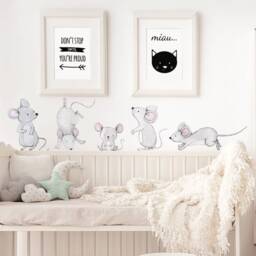 Mice Set Watercolor Wall Decal/Kids Decor Nursery Decals Mouse Wall Stickers - thumbnail 1