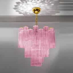 Glass Tube Star Chandelier Pink Crystal 43 Pieces Mcm Mid-Century Vintage Modern Style - thumbnail 2