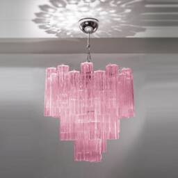 Glass Tube Star Chandelier Pink Crystal 43 Pieces Mcm Mid-Century Vintage Modern Style