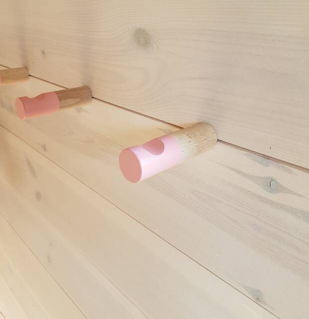 Pink Wall Hook/Set Of 5/Wooden Towel Hook/ Modern Wooden Hook/Coat Rack/Minimalistic Hangers/Beech Wood/Home Decor/Kitchen Hook - image 1