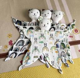 Baby Muslin Comforter, Soft & Cuddle First Baby Toy, Shower Gift, Bear Security Blanket, Sleeping Toy