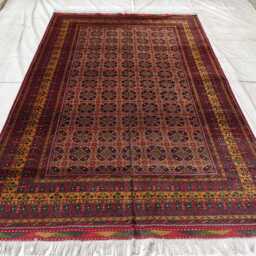 Handwoven Yousafi Afghan Rug 9.11x6.8 Ft, Geometric Wool Rug - thumbnail 2
