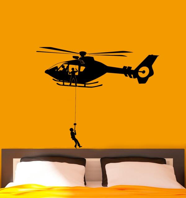 Airforce Helicopter Army Wall Decal Vinyl Stickers Military Home Interior Design Art Murals Bedroom Decor - 9Hl01R - image 1