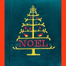 Christmas Embroidered Dark Teal Cotton Velvet Oblong Cushion Cover, Ready To Post - thumbnail 3