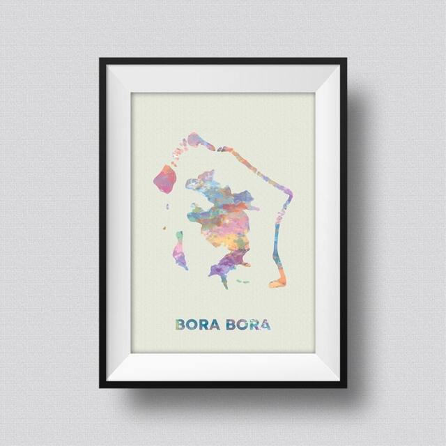 Bora Watercolor Map, Map Art Print, Poster, Print