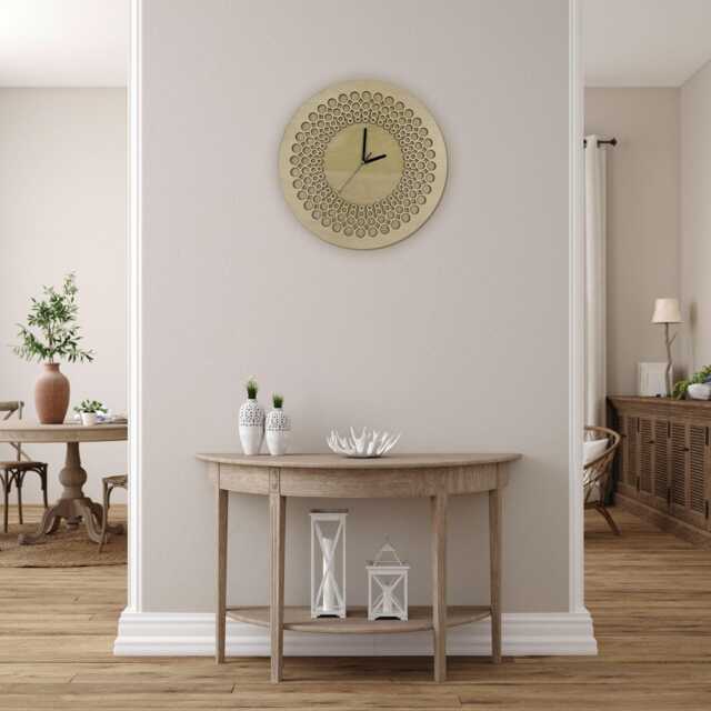 Birch Plywood Wooden Wall Clock Laser-Cut Mid-Century Modern Decor - image 1
