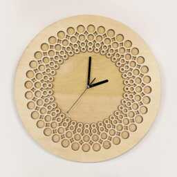 Birch Plywood Wooden Wall Clock Laser-Cut Mid-Century Modern Decor - thumbnail 2