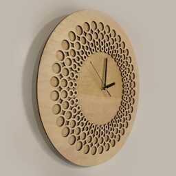 Birch Plywood Wooden Wall Clock Laser-Cut Mid-Century Modern Decor - thumbnail 3