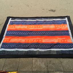 Vintage Handmade Tribal Hmong Embroidered Batik Cotton Nylon Fabric Blanket - thumbnail 2