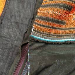 Vintage Handmade Tribal Hmong Embroidered Batik Cotton Nylon Fabric Blanket - thumbnail 4
