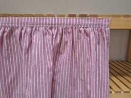 Red Stripes Sink Skirt, Shelf Covering Utility Vanity Self Adhesive Hook & Loop Skirt - thumbnail 1