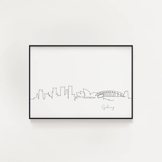 Sydney Skyline Print, Line Art, Poster, Minimalist Wall City Skyscraper Fine Art Nordic Home Decor, Landmark - image 1