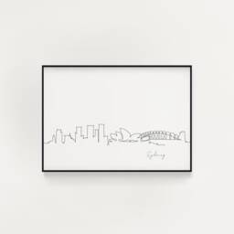 Sydney Skyline Print, Line Art, Poster, Minimalist Wall City Skyscraper Fine Art Nordic Home Decor, Landmark - thumbnail 1