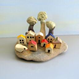 Handmade Ceramic Miniature Village Sculpture, Nautical Rustic Home Decor - thumbnail 3