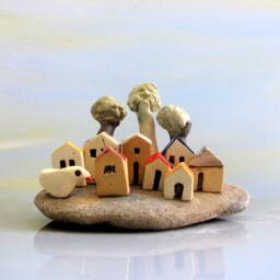 Handmade Ceramic Miniature Village Sculpture, Nautical Rustic Home Decor - thumbnail 2
