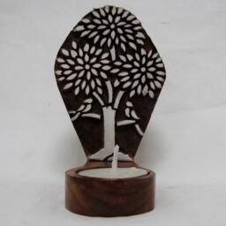Wooden Intricately Hand Carved Textile Block Table Or Wall Hanging Rustic Tealight Holder.tea Candle Holder, Indian Artifacts - thumbnail 1