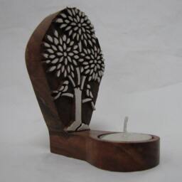Wooden Intricately Hand Carved Textile Block Table Or Wall Hanging Rustic Tealight Holder.tea Candle Holder, Indian Artifacts - thumbnail 2