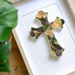 Cross Framed Quilling Paper Art/Wall Home Decor - thumbnail 3