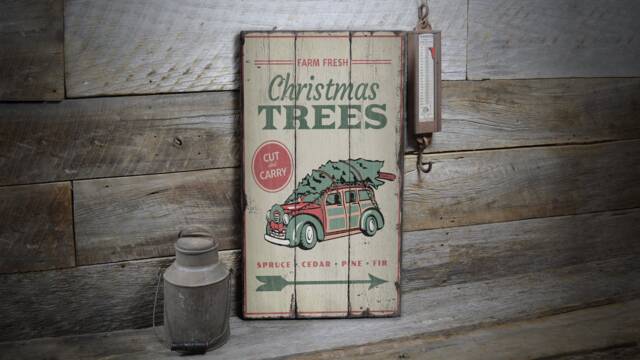 Christmas Tree Sign, Spirit, Pine Wooden Sale Decor, Wall Decor - Old Sign - image 1