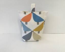 Love Bird Print Door Stop in Orange, Blue & Grey - thumbnail 1