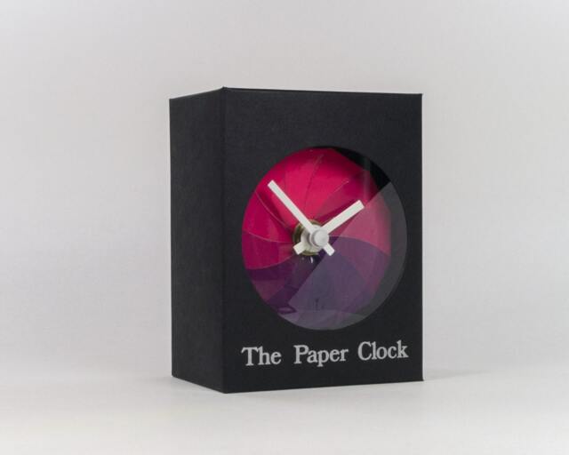 Black Paper Clock Modern Pink/Purple Face, Quartz Movement - image 1