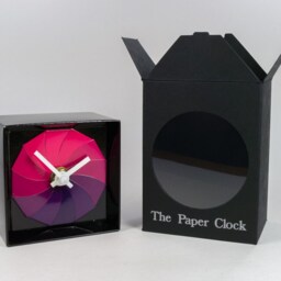 Black Paper Clock Modern Pink/Purple Face, Quartz Movement - thumbnail 3