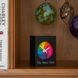 Black Paper Clock Modern Pink/Purple Face, Quartz Movement - thumbnail 4
