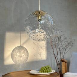 Glass Globe Pendant Light With Brass Top - thumbnail 2