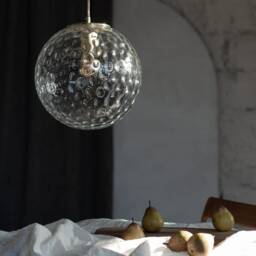 Glass Globe Pendant Light With Brass Top - thumbnail 3