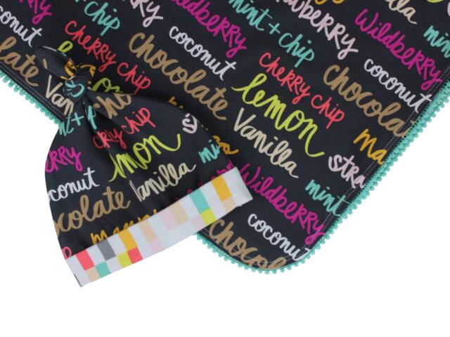 Newborn Swaddle Set Blanket Top Knot Hat Headband Flavor Of The Day Ice Cream Pom Jersey Baby - image 1