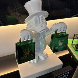 Pop Art Resin Duck Sculpture Alec Monopoly Inspired, Luxury Home Decor, Cool Art, Gallery Money Art - thumbnail 2