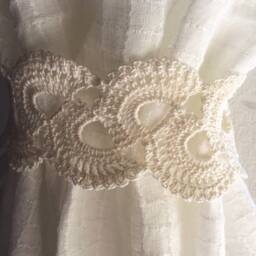 Kitchen Cafe Curtain Panel Natural White Pure Linen Lace Trim, Shabby Chic Style - thumbnail 4
