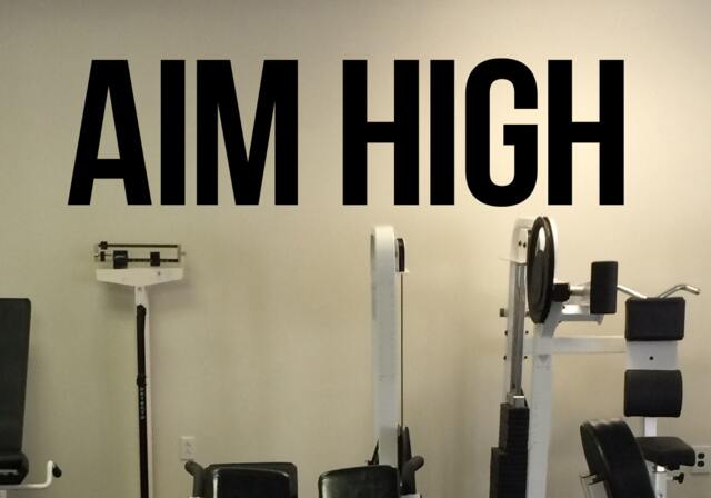Gym Motivation Aim High Wall Decal Fitness Workout Quotes Vinyl Sticker Sport Interior Graphics 4(Gqm - image 1