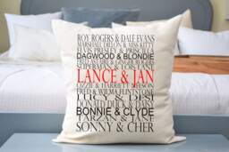 Famous Couples Pillow, Dating Anniversary, Fiance Gift, 2nd Second Marriage, Newlywed Newly Engaged Gift - thumbnail 1