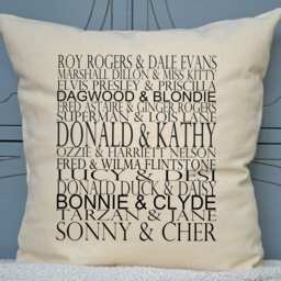 Famous Couples Pillow, Dating Anniversary, Fiance Gift, 2nd Second Marriage, Newlywed Newly Engaged Gift - thumbnail 2