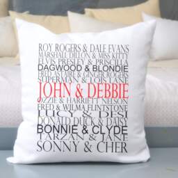 Famous Couples Pillow, Dating Anniversary, Fiance Gift, 2nd Second Marriage, Newlywed Newly Engaged Gift - thumbnail 3